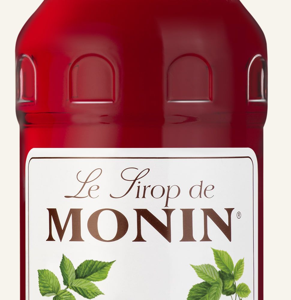 MONIN sirup Malina 1l — láhev barového sirupu