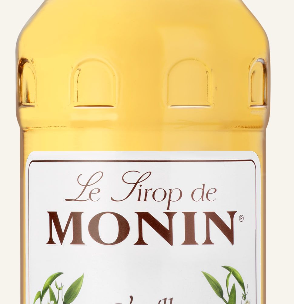 MONIN sirup Vanilka 1l — láhev barového sirupu