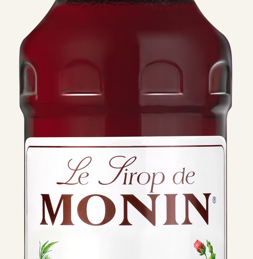 MONIN sirup Ibišek 0,7l — láhev barového sirupu