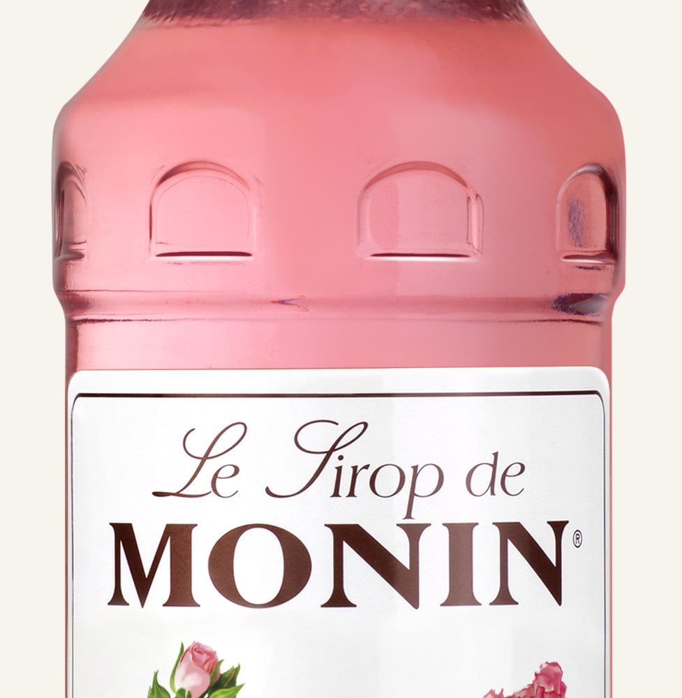 MONIN sirup Růže 0,7l — láhev barového sirupu