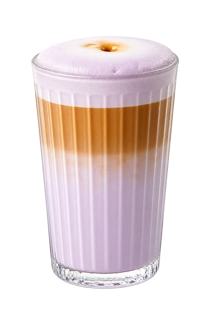 Ube Coffee Latte s fialovou vrstvou