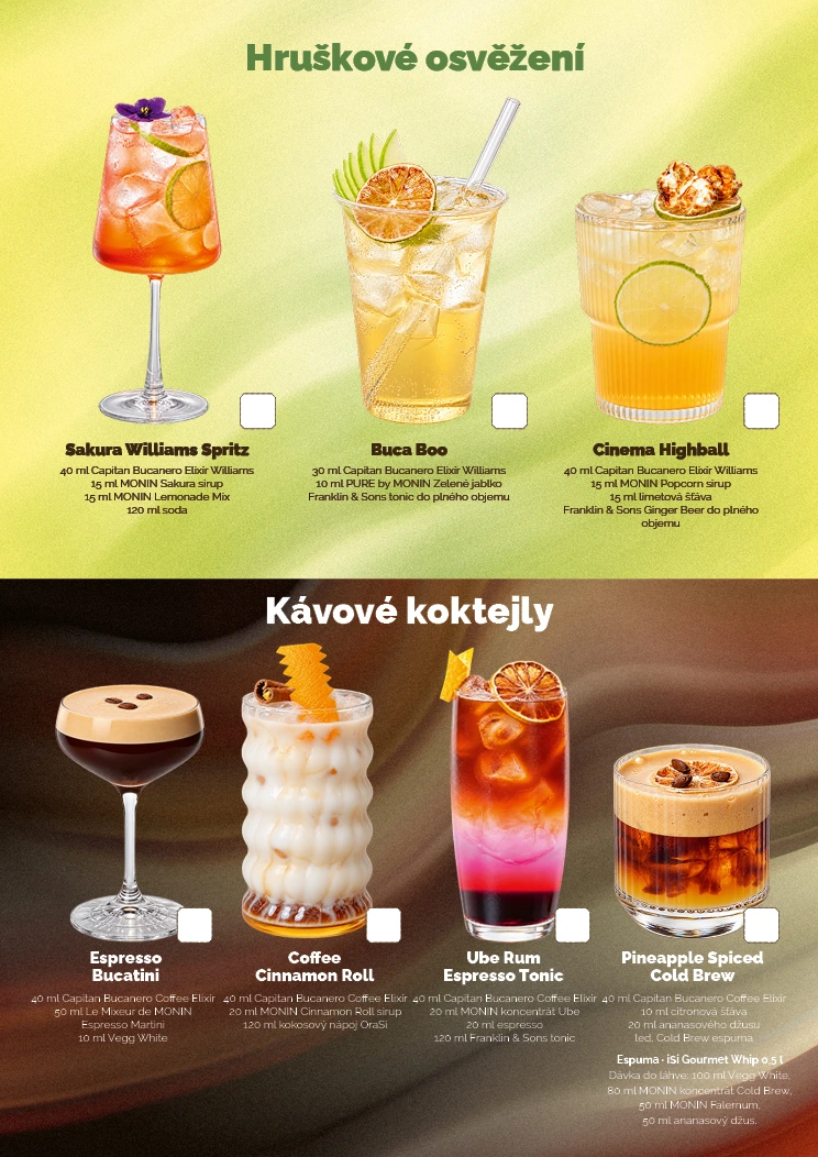Hruškové osvěžení a kávové koktejly – receptury a fotografie