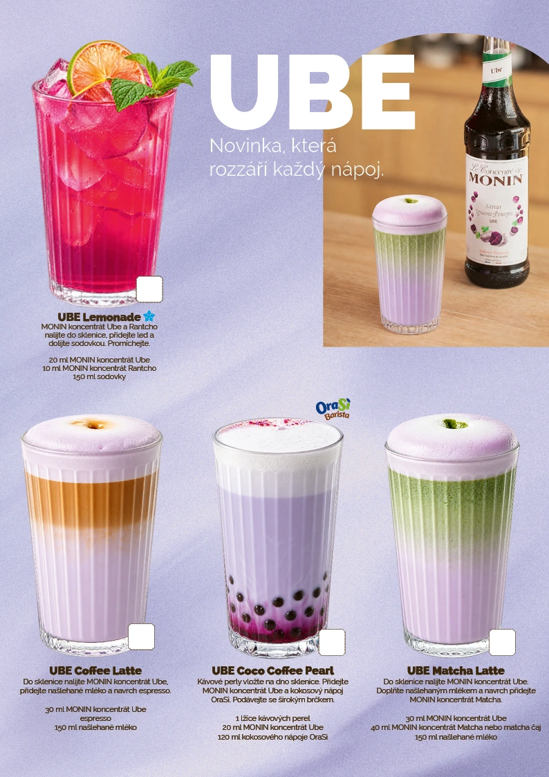 Ube limonáda a latte – receptury a fotografie