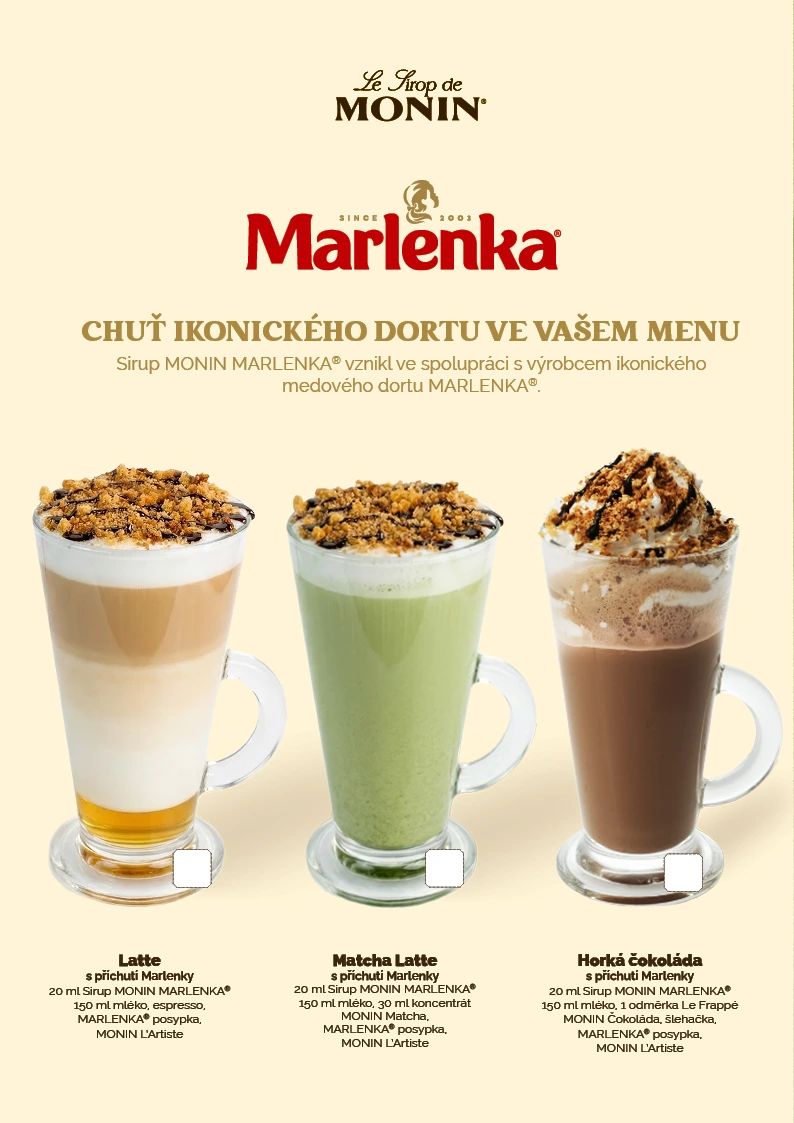 Marlenka v latte a horké čokoládě – receptury a fotografie